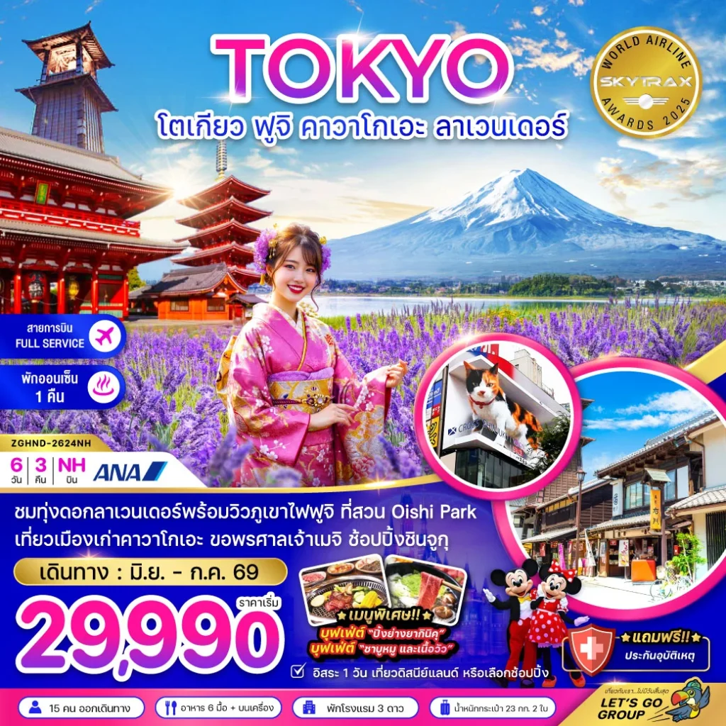 โตเกียว ฟูจิ คาวาโกเอะ ลาเวนเดอร์ (เที่ยวอิสระ 1 วัน)