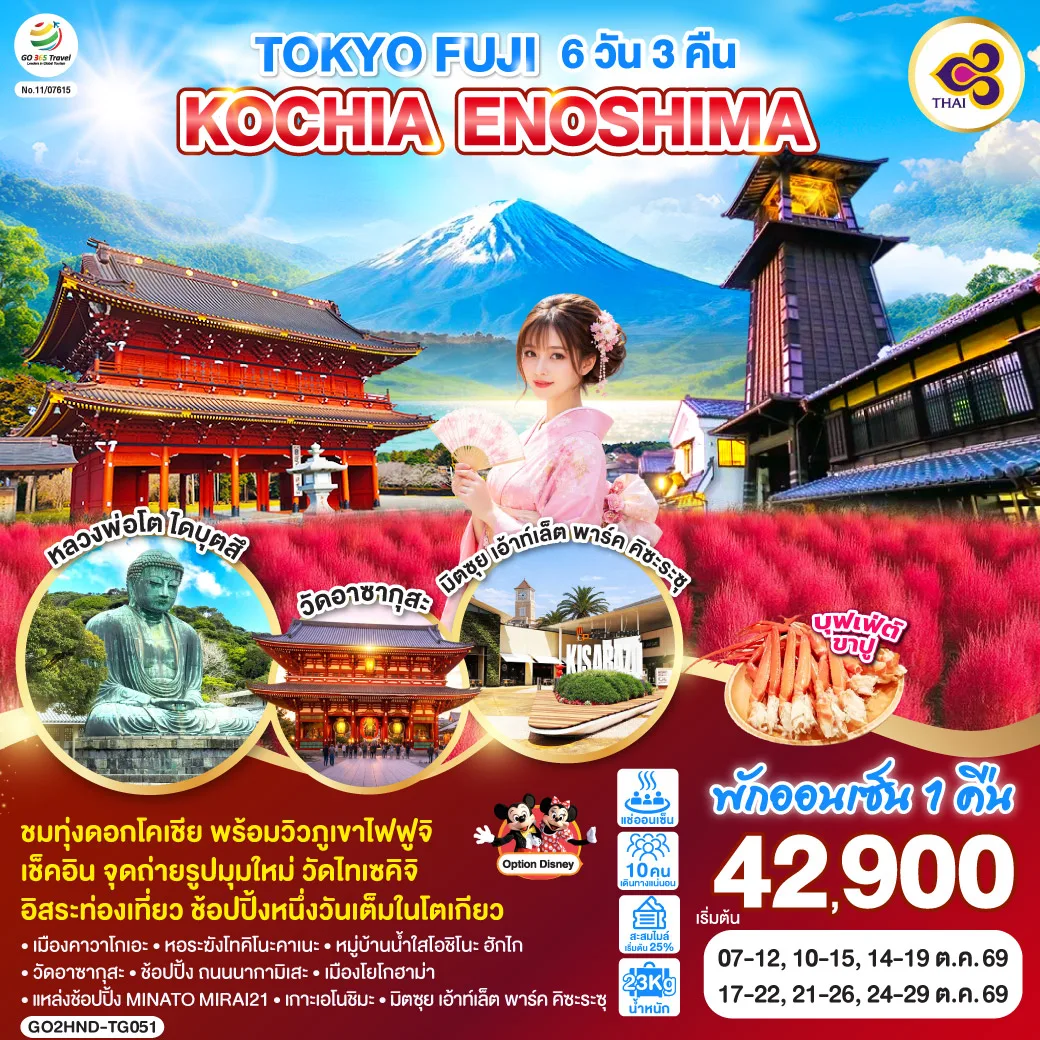 TOKYO FUJI KOCHIA ENOSHIMA 6D 3N  โดยสายการบินไทย [TG]