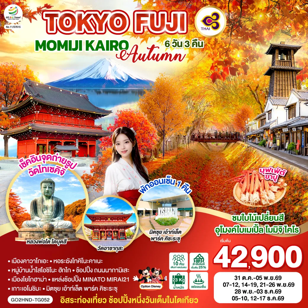 TOKYO FUJI MOMIJI KAIRO AUTUMN 6D 3N  โดยสายการบินไทย [TG]
