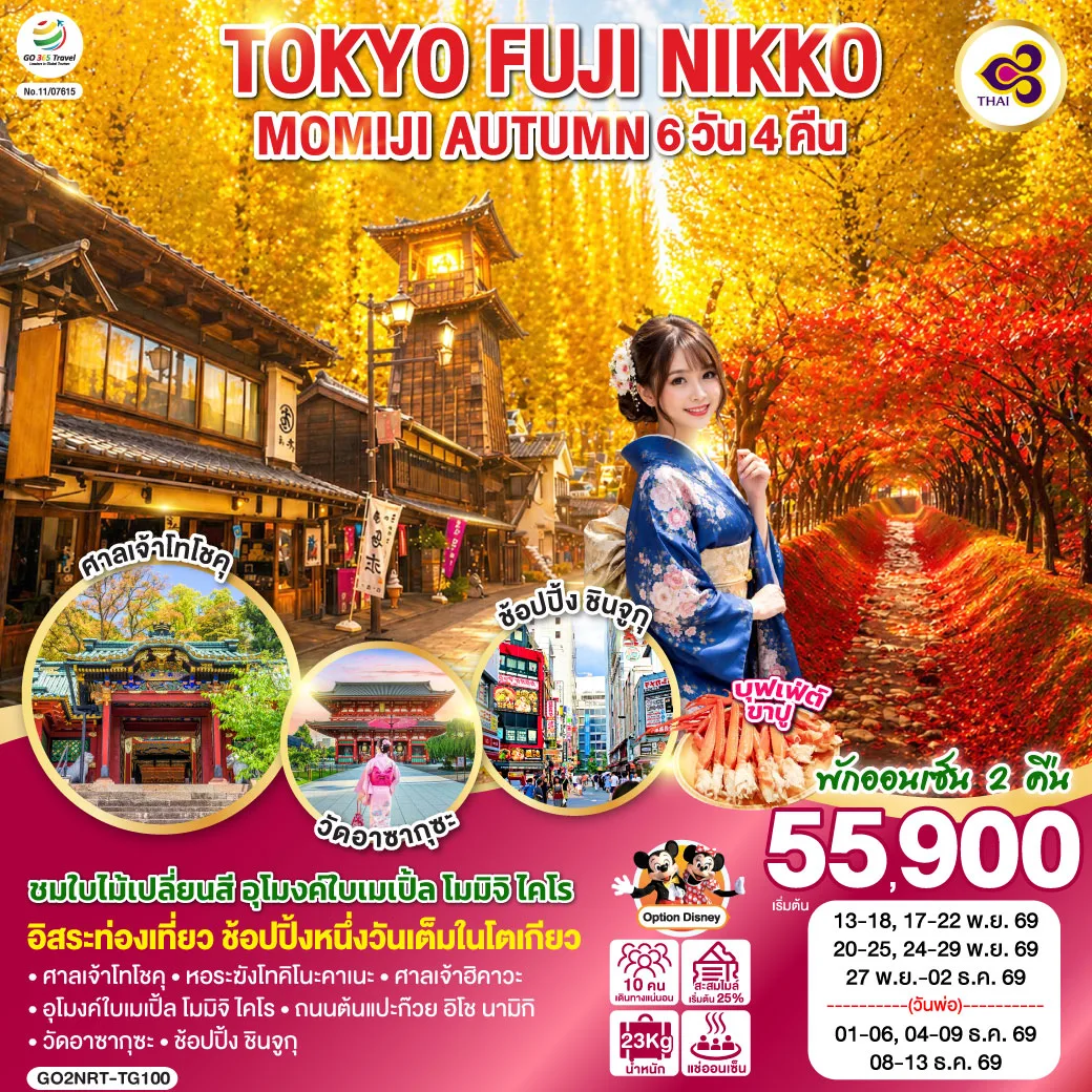 TOKYO FUJI NIKKO MOMIJI AUTUMN 6D 4N  โดยสายการบินไทย [TG]